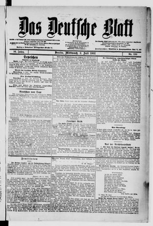 Das deutsche Blatt vom 03.07.1901