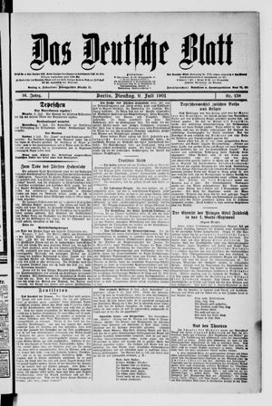 Das deutsche Blatt vom 09.07.1901