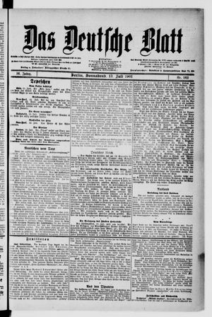 Das deutsche Blatt vom 13.07.1901