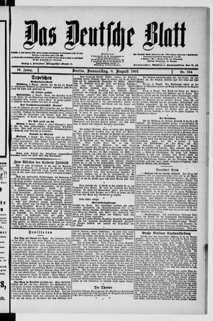 Das deutsche Blatt vom 08.08.1901