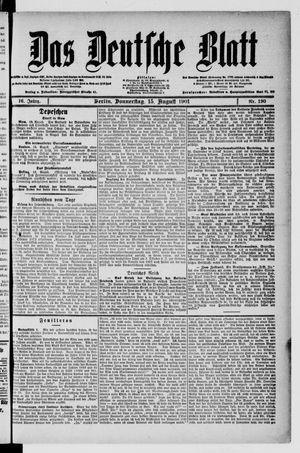 Das deutsche Blatt vom 15.08.1901