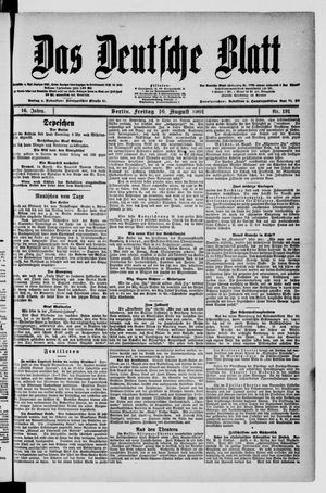 Das deutsche Blatt vom 16.08.1901