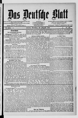 Das deutsche Blatt vom 20.08.1901