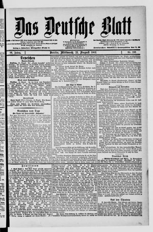 Das deutsche Blatt vom 21.08.1901