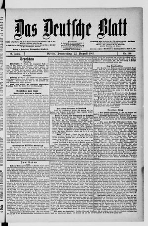 Das deutsche Blatt vom 22.08.1901