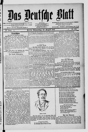 Das deutsche Blatt vom 29.08.1901