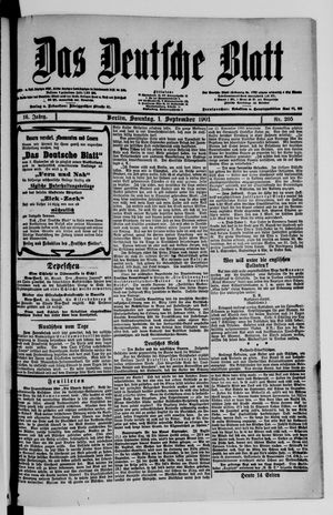 Das deutsche Blatt vom 01.09.1901