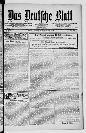 Das deutsche Blatt vom 06.09.1901