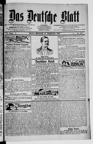 Das deutsche Blatt vom 18.09.1901