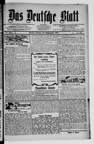 Das deutsche Blatt on Sep 20, 1901