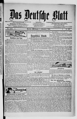 Das deutsche Blatt vom 02.10.1901