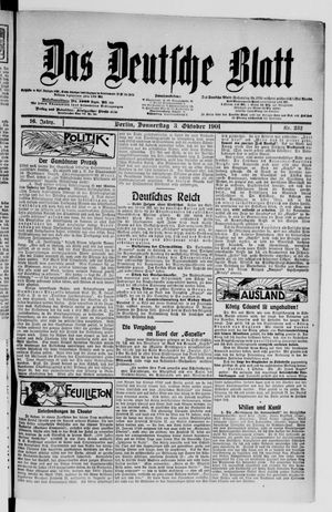 Das deutsche Blatt vom 03.10.1901