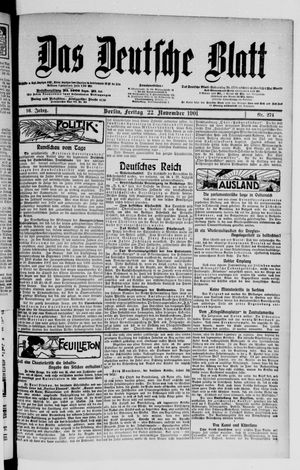 Das deutsche Blatt vom 22.11.1901