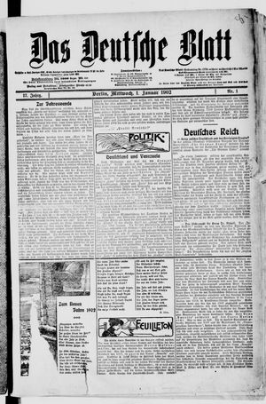 Das deutsche Blatt vom 01.01.1902