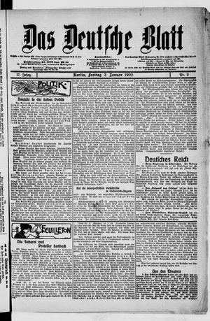 Das deutsche Blatt vom 03.01.1902