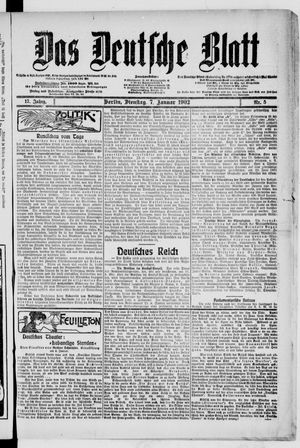 Das deutsche Blatt vom 07.01.1902