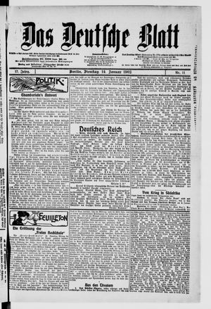 Das deutsche Blatt vom 14.01.1902