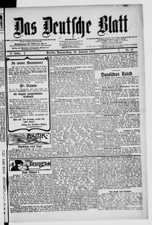 Das deutsche Blatt vom 23.01.1902