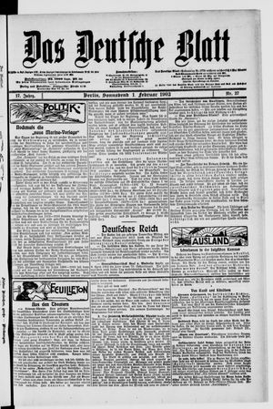 Das deutsche Blatt vom 01.02.1902