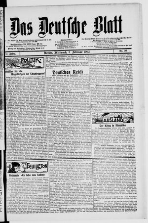 Das deutsche Blatt vom 05.02.1902