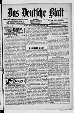 Das deutsche Blatt vom 20.02.1902