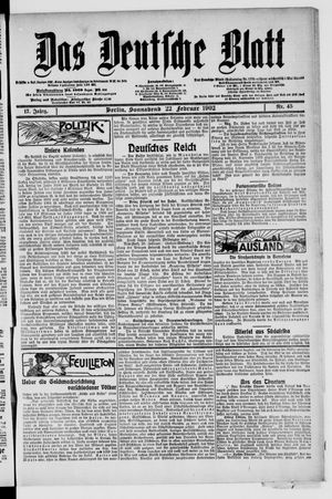 Das deutsche Blatt vom 22.02.1902