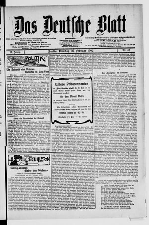 Das deutsche Blatt vom 25.02.1902