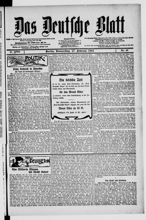 Das deutsche Blatt vom 27.02.1902
