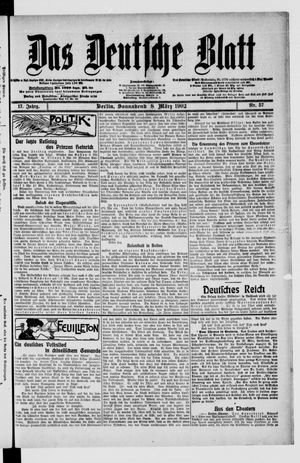 Das deutsche Blatt vom 08.03.1902