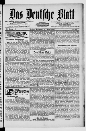 Das deutsche Blatt vom 19.03.1902