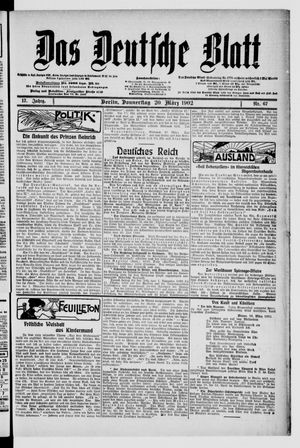 Das deutsche Blatt vom 20.03.1902