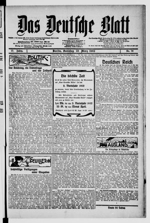 Das deutsche Blatt vom 23.03.1902
