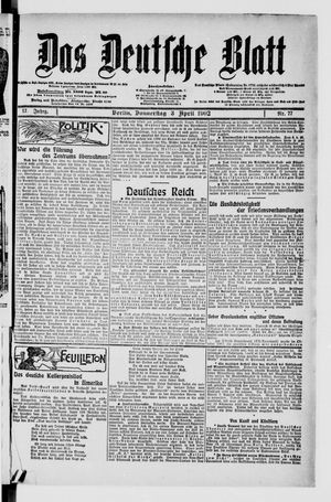 Das deutsche Blatt vom 03.04.1902