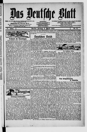 Das deutsche Blatt vom 04.04.1902