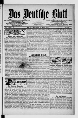 Das deutsche Blatt vom 09.04.1902