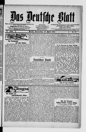 Das deutsche Blatt vom 10.04.1902