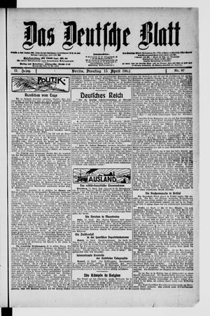 Das deutsche Blatt vom 15.04.1902