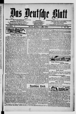 Das deutsche Blatt vom 02.05.1902