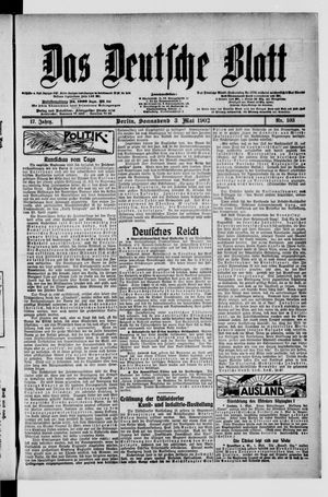 Das deutsche Blatt vom 03.05.1902