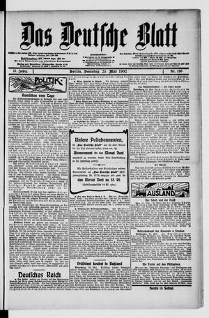 Das deutsche Blatt vom 25.05.1902