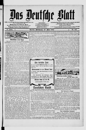 Das deutsche Blatt vom 28.05.1902