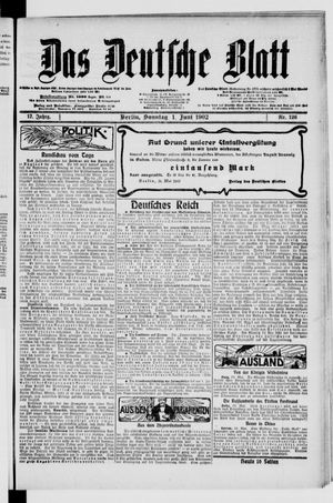 Das deutsche Blatt vom 01.06.1902