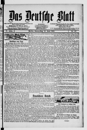 Das deutsche Blatt vom 12.06.1902