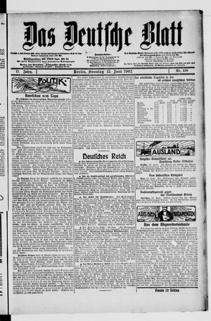 Das deutsche Blatt vom 15.06.1902