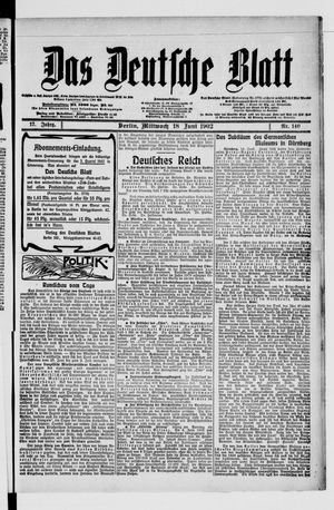Das deutsche Blatt vom 18.06.1902