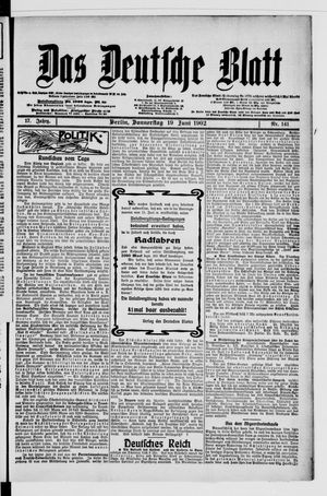 Das deutsche Blatt vom 19.06.1902