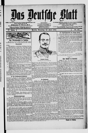 Das deutsche Blatt vom 22.06.1902