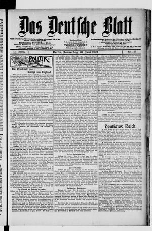 Das deutsche Blatt vom 26.06.1902