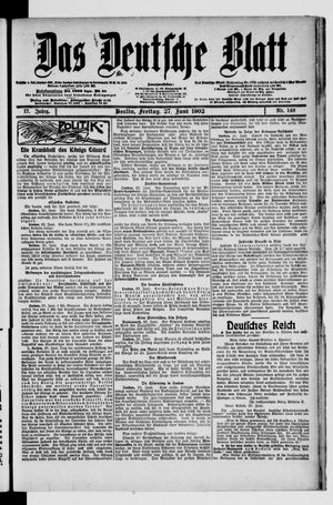 Das deutsche Blatt vom 27.06.1902