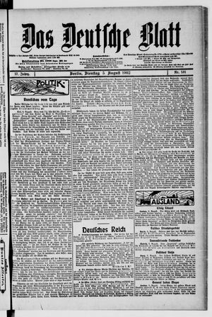 Das deutsche Blatt vom 05.08.1902